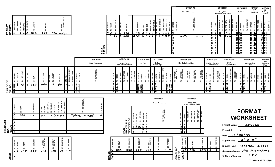 Format worksheet, Sample) | Paxar Monarch TCMPCL2PR User Manual | Page 197 / 217