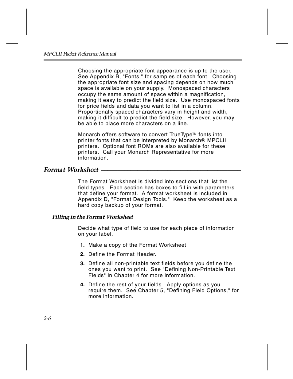 Format worksheet | Paxar Monarch TCMPCL2PR User Manual | Page 20 / 217