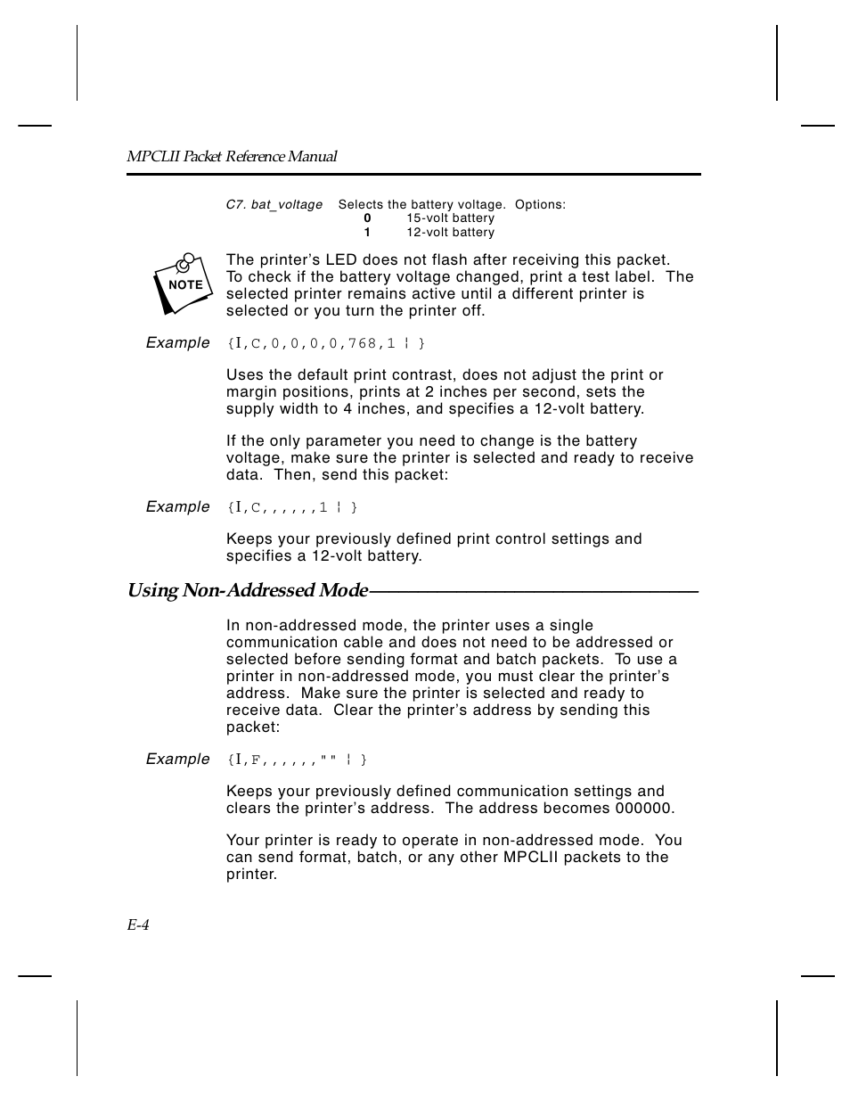 Using non-addressed mode | Paxar Monarch TCMPCL2PR User Manual | Page 201 / 217
