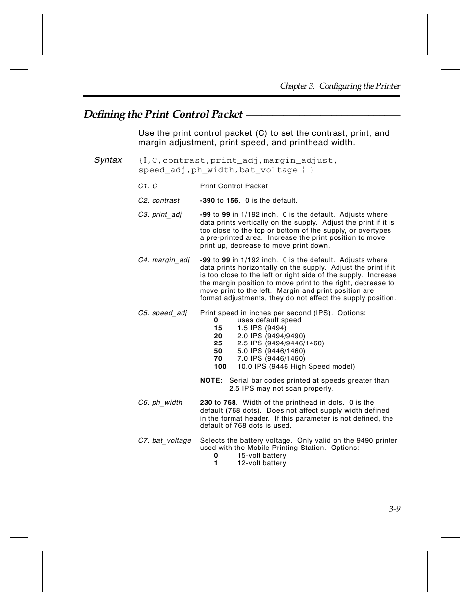 Defining the print control packet | Paxar Monarch TCMPCL2PR User Manual | Page 29 / 217