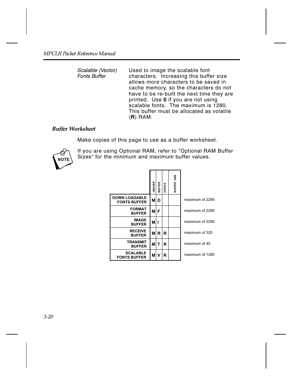 Buffer worksheet | Paxar Monarch TCMPCL2PR User Manual | Page 40 / 217