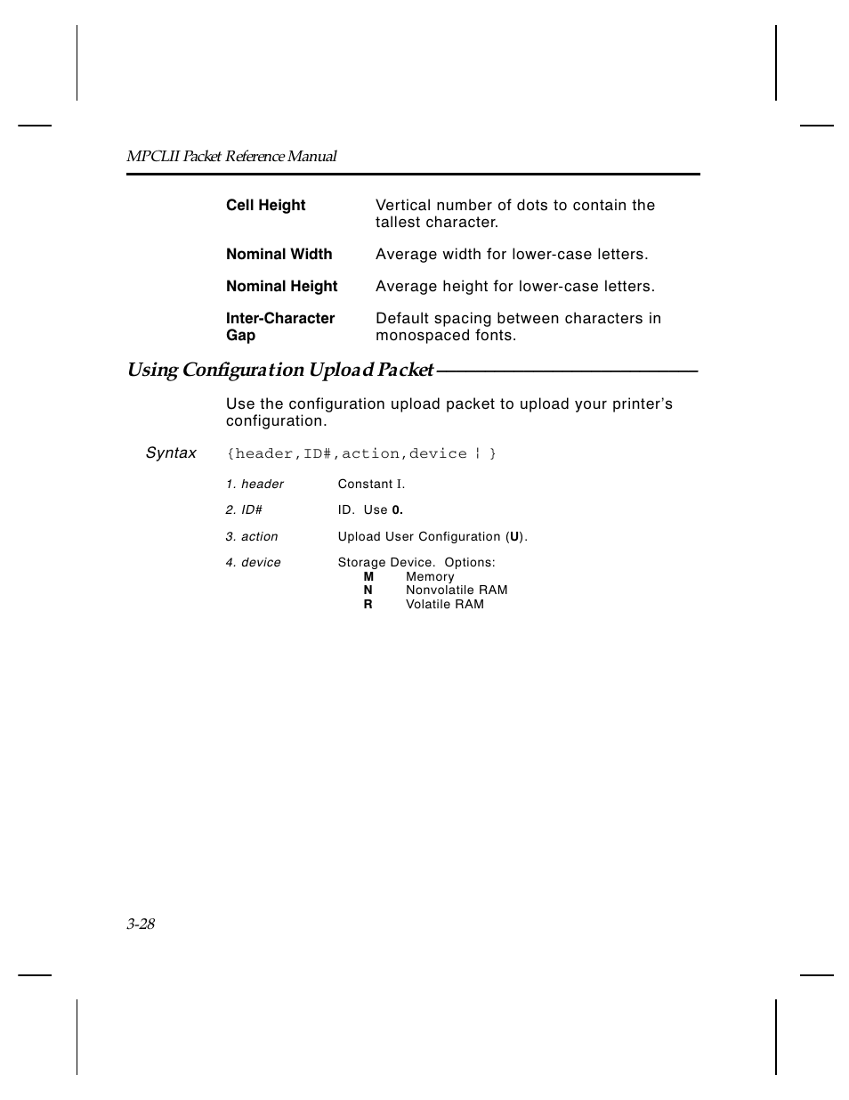 Using configuration upload packet | Paxar Monarch TCMPCL2PR User Manual | Page 48 / 217