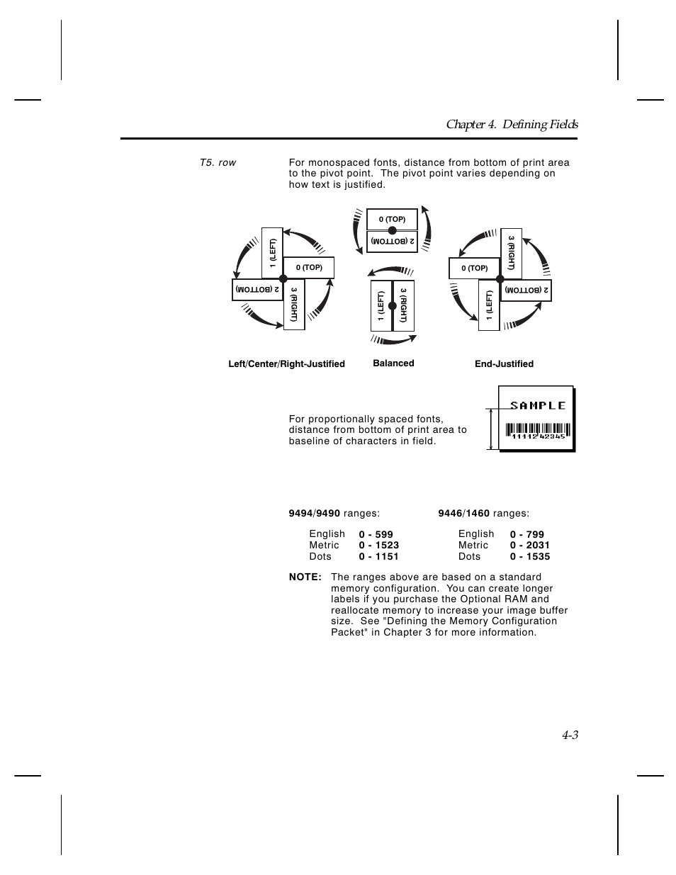 Chapter 4. defining fields 4-3 | Paxar Monarch TCMPCL2PR User Manual | Page 55 / 217