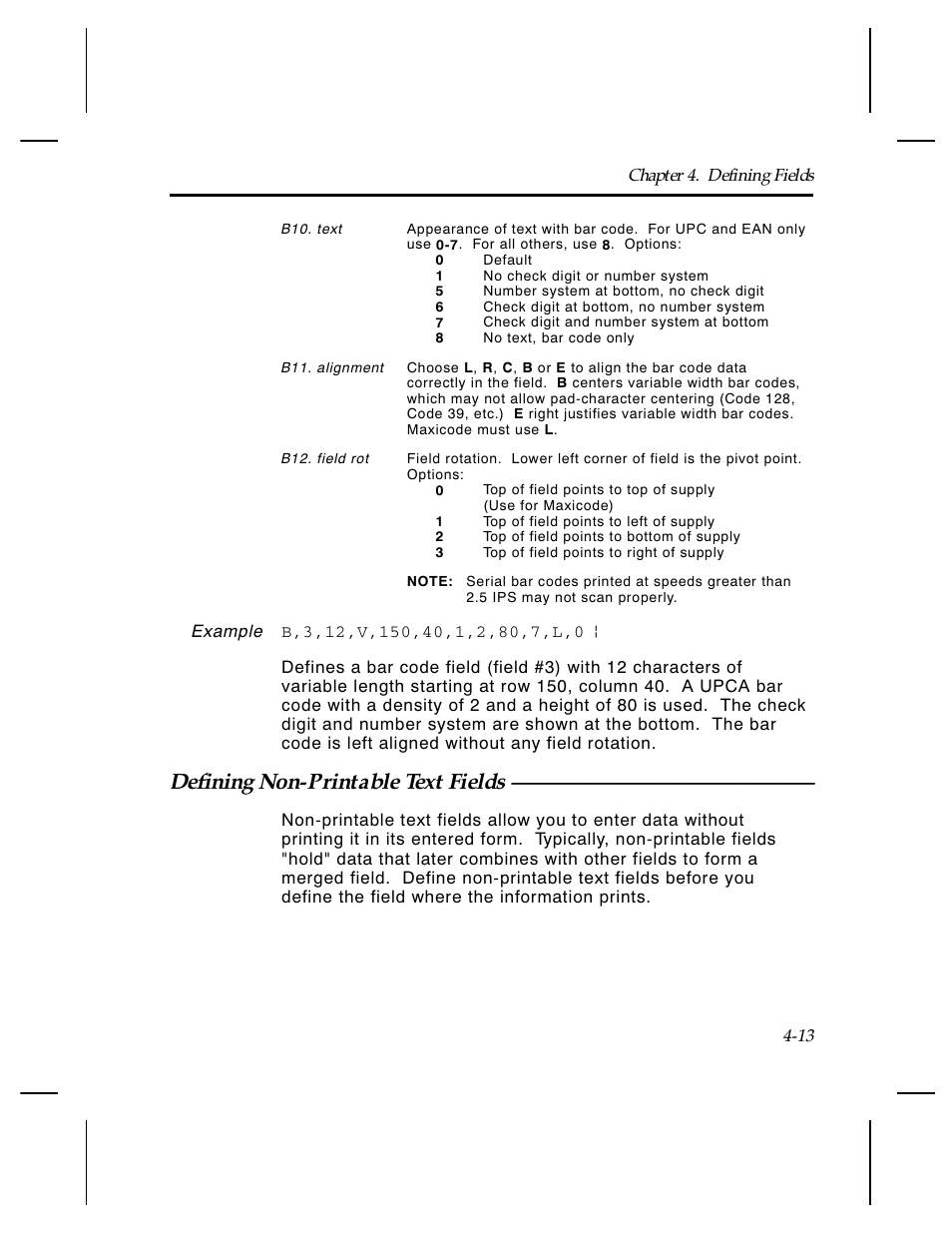 Defining non-printable text fields | Paxar Monarch TCMPCL2PR User Manual | Page 65 / 217