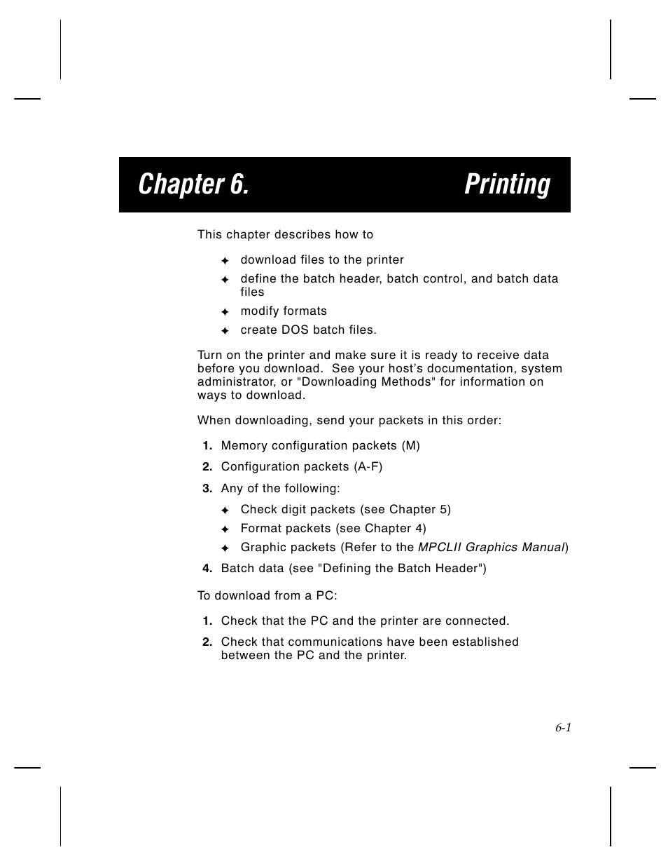 Chapter 6. printing | Paxar Monarch TCMPCL2PR User Manual | Page 95 / 217