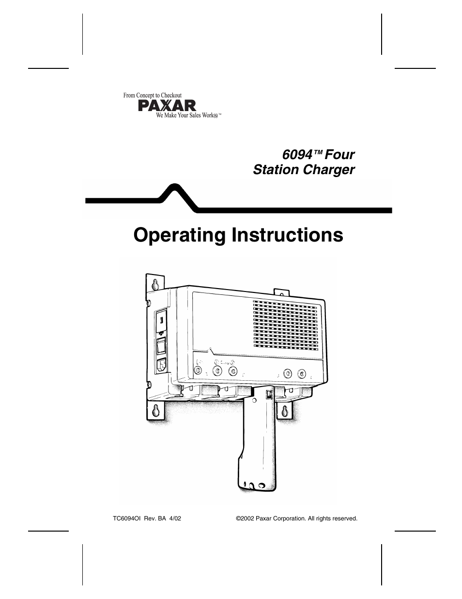 Paxar Four Station Charger 6094 User Manual | 20 pages