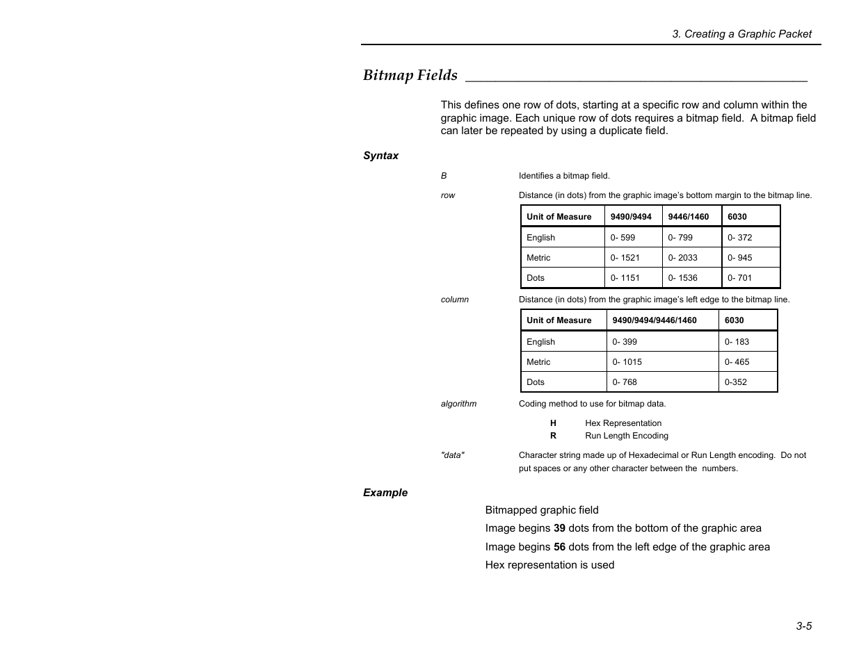 Bitmap fields | Paxar MPCL II User Manual | Page 23 / 48