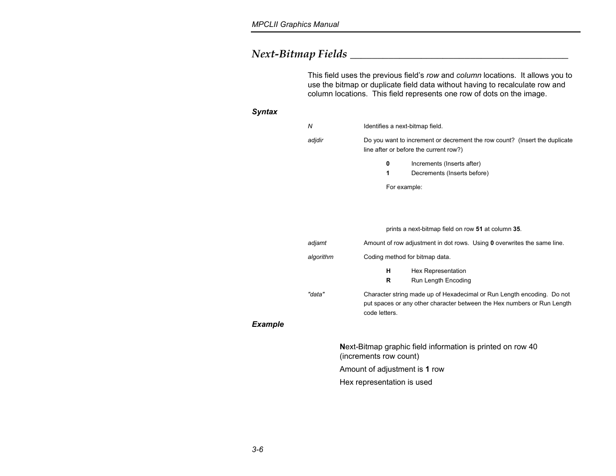 Next-bitmap fields | Paxar MPCL II User Manual | Page 24 / 48