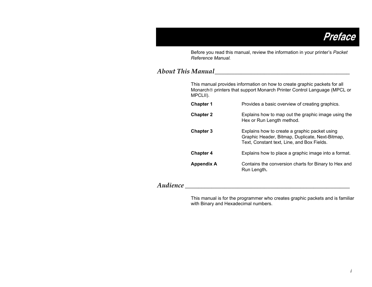 Preface | Paxar MPCL II User Manual | Page 3 / 48