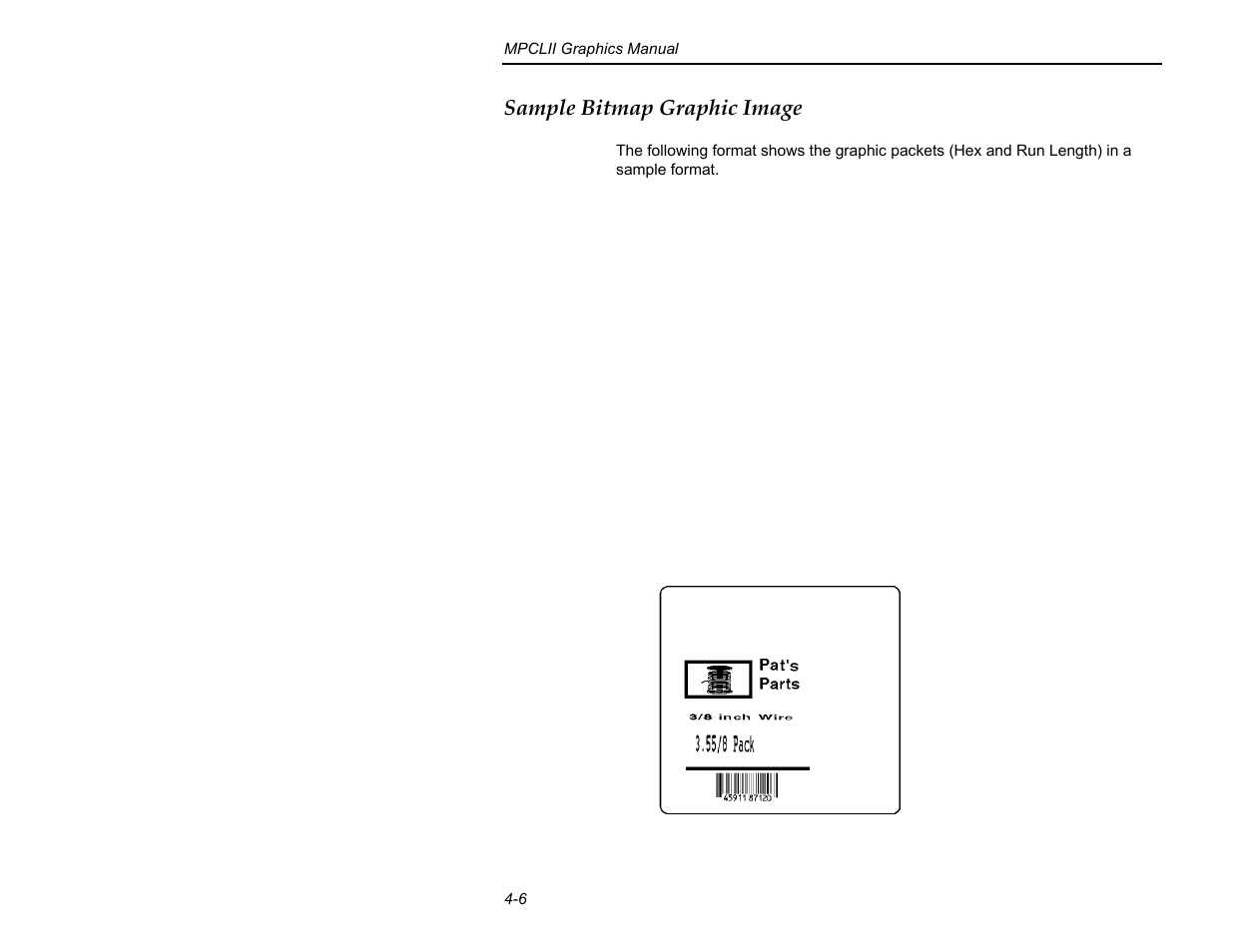 Sample bitmap graphic image | Paxar MPCL II User Manual | Page 38 / 48