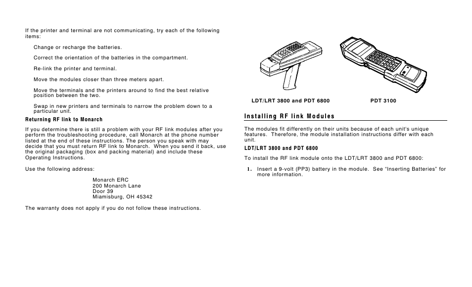 Paxar Monarch RF Link 7400 User Manual | Page 3 / 16