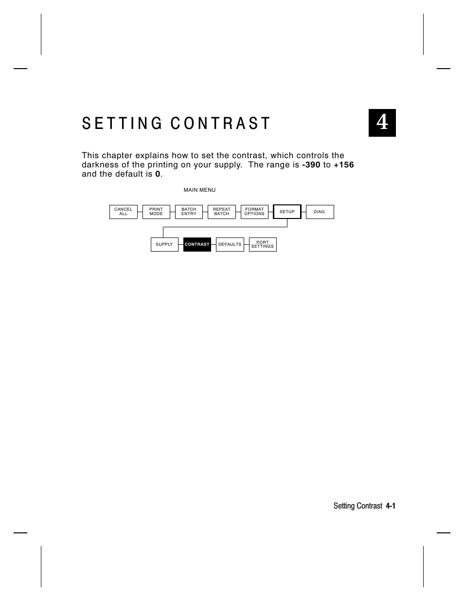 Setting contrast 4-1 | Paxar Monarch 917 User Manual | Page 31 / 82