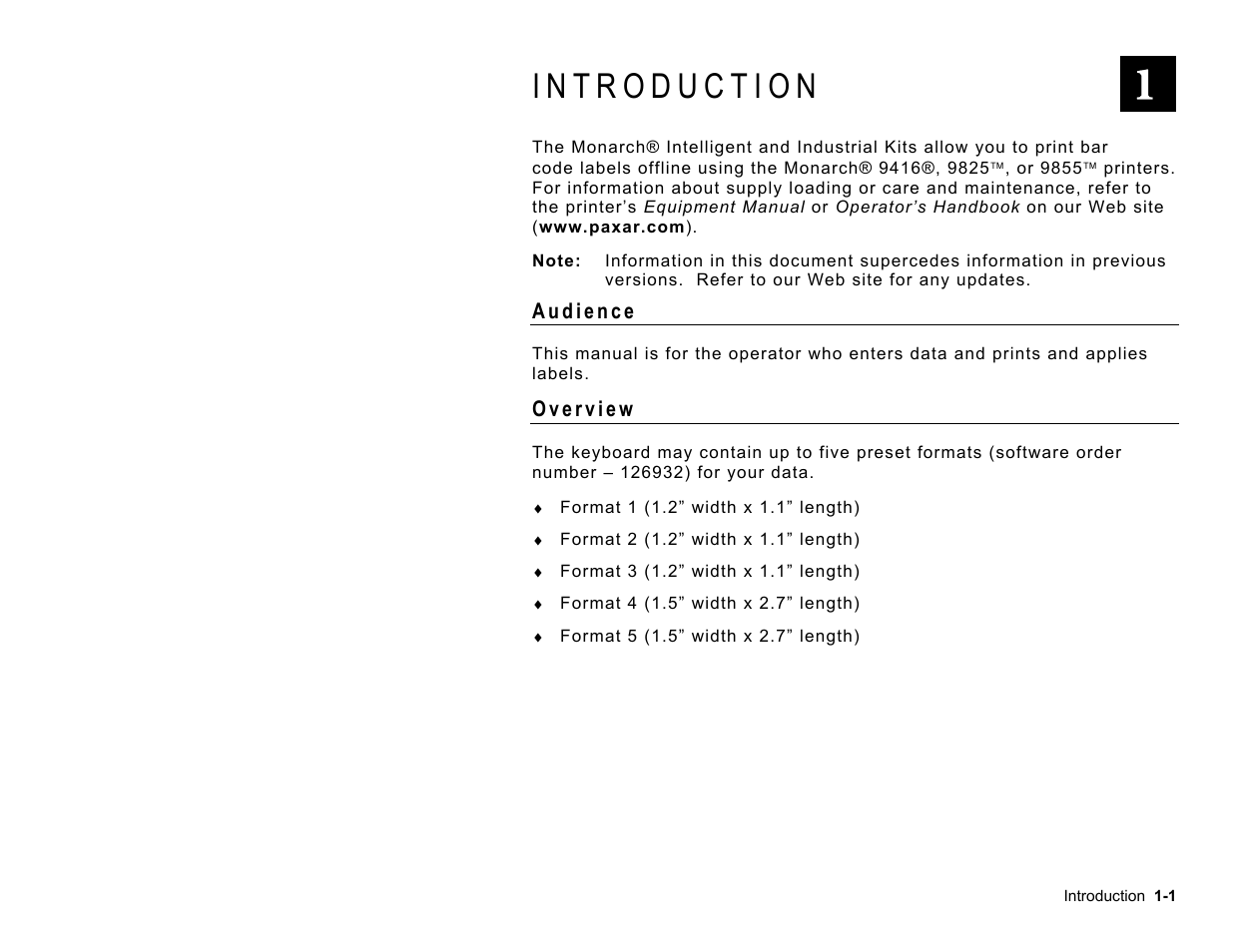 Paxar Model 9416 User Manual | Page 5 / 30