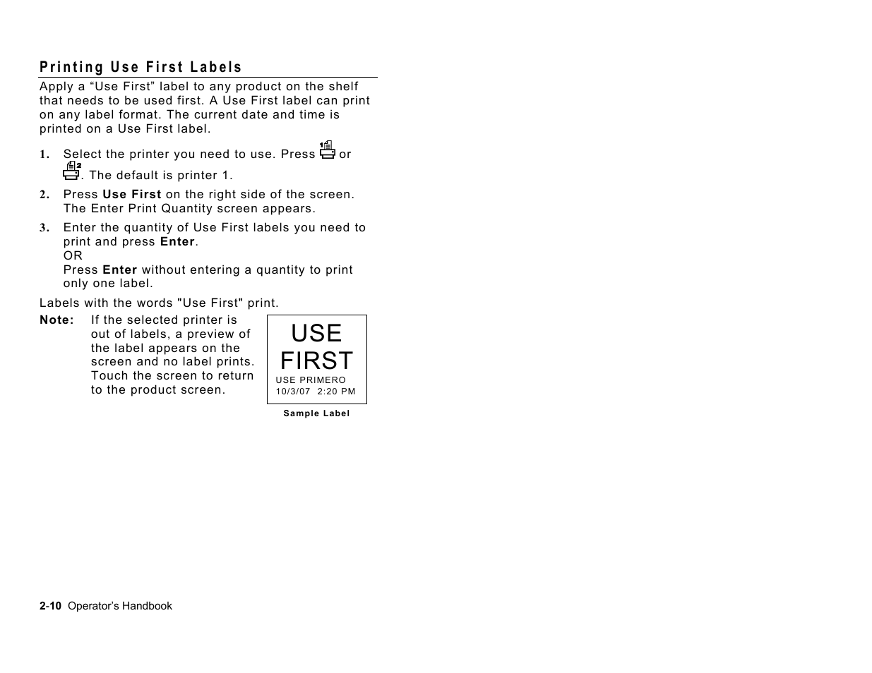 Use first | Paxar Freshmarx 9415 User Manual | Page 20 / 38