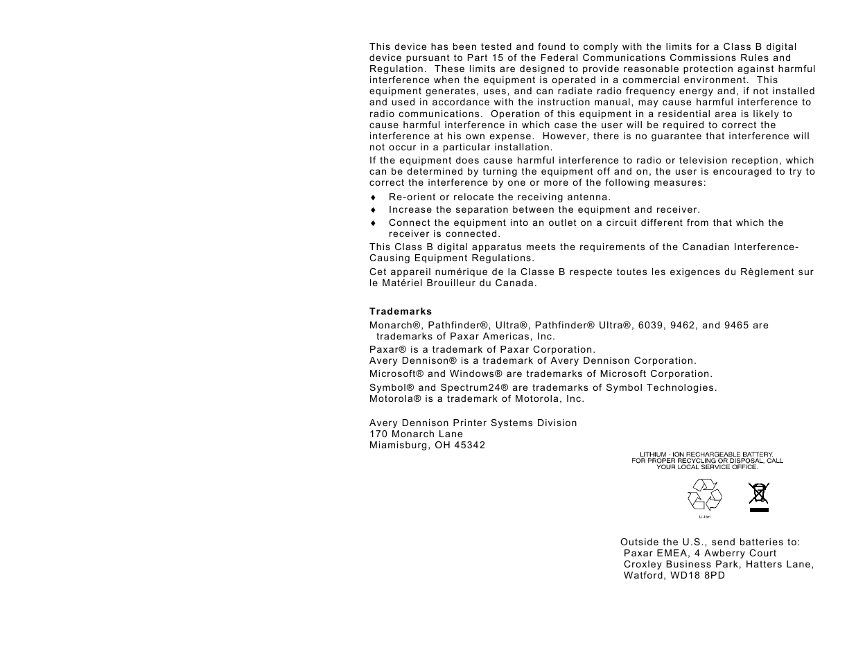 Paxar Monarch TC6039SA User Manual | Page 2 / 64