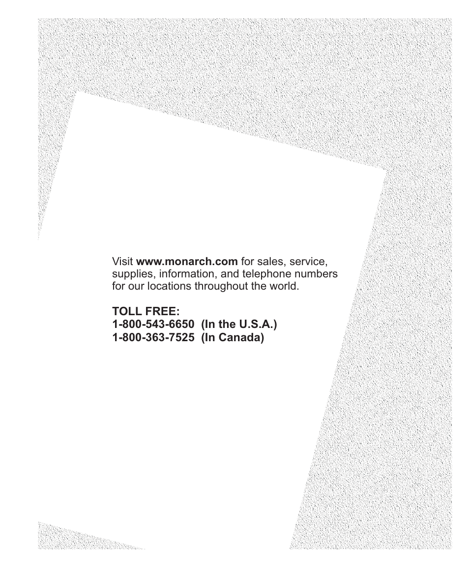Paxar Monarch TC6039SA User Manual | Page 64 / 64