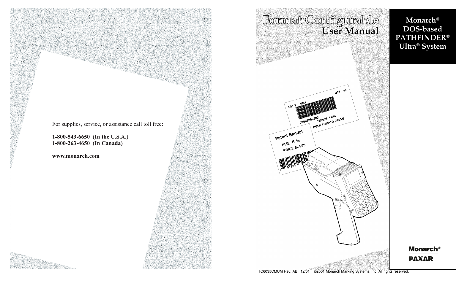 Paxar Monarch DOS-based Pathfinder Ultra System 6035 User Manual | 210 pages