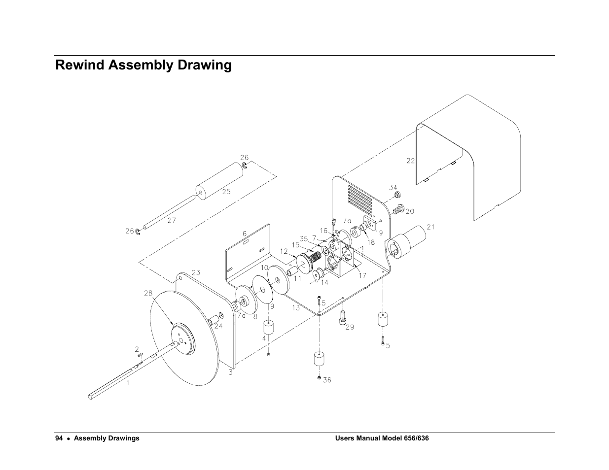 Rewind assembly drawing | Paxar 656 / 636 User Manual | Page 100 / 115