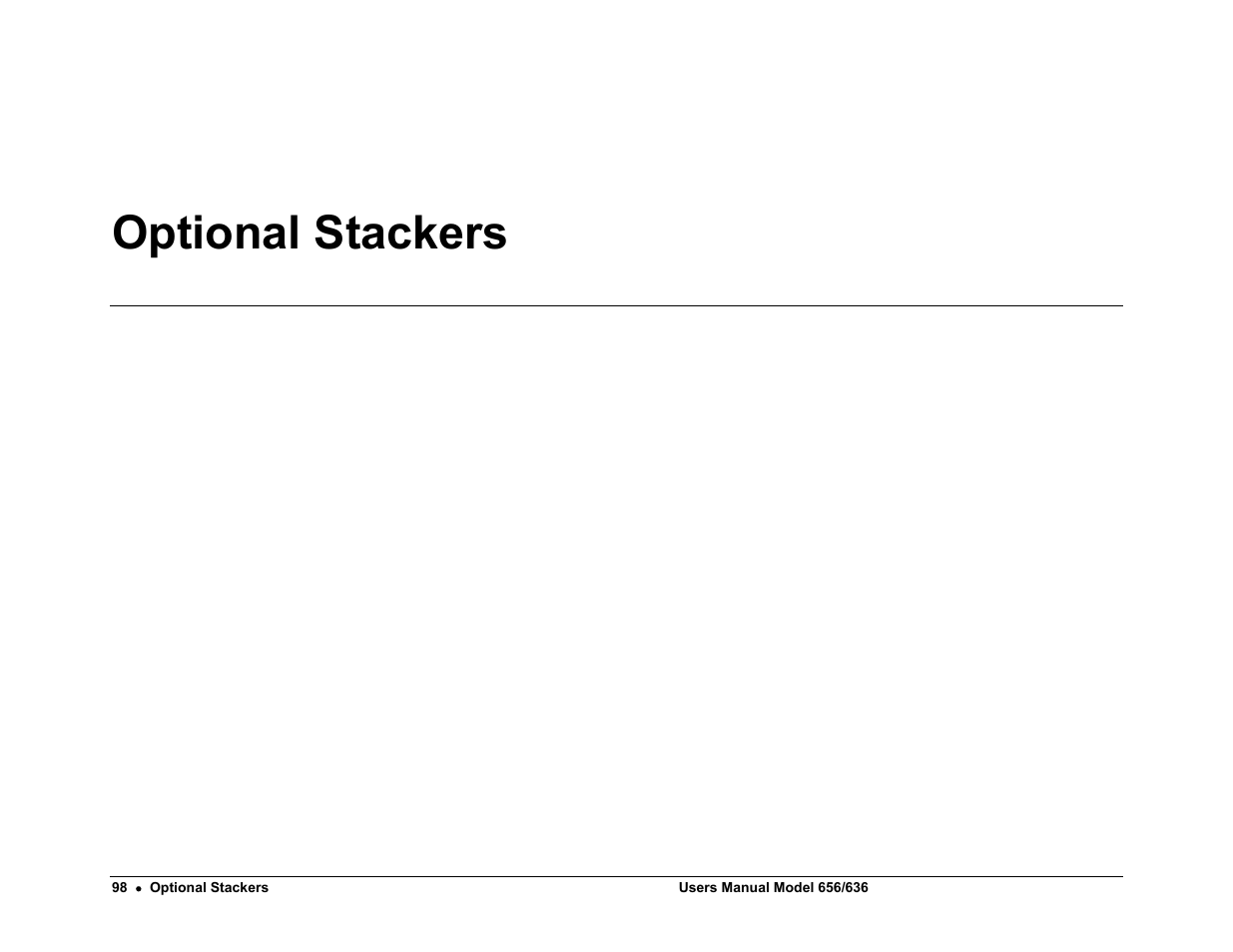 Optional stackers | Paxar 656 / 636 User Manual | Page 104 / 115