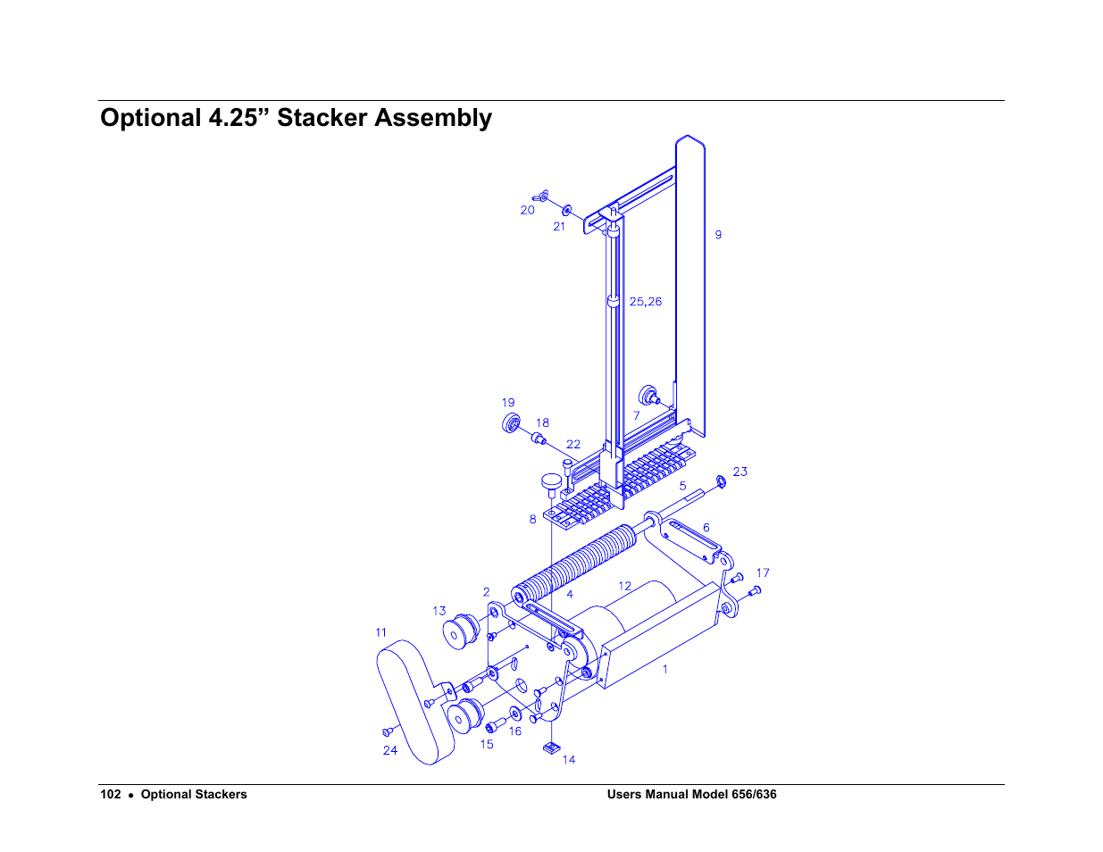 Optional 4.25” stacker assembly | Paxar 656 / 636 User Manual | Page 108 / 115