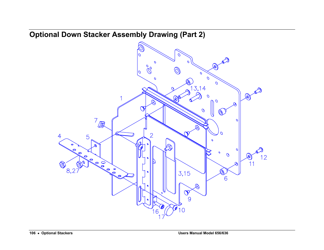 Optional down stacker assembly drawing (part 2) | Paxar 656 / 636 User Manual | Page 112 / 115