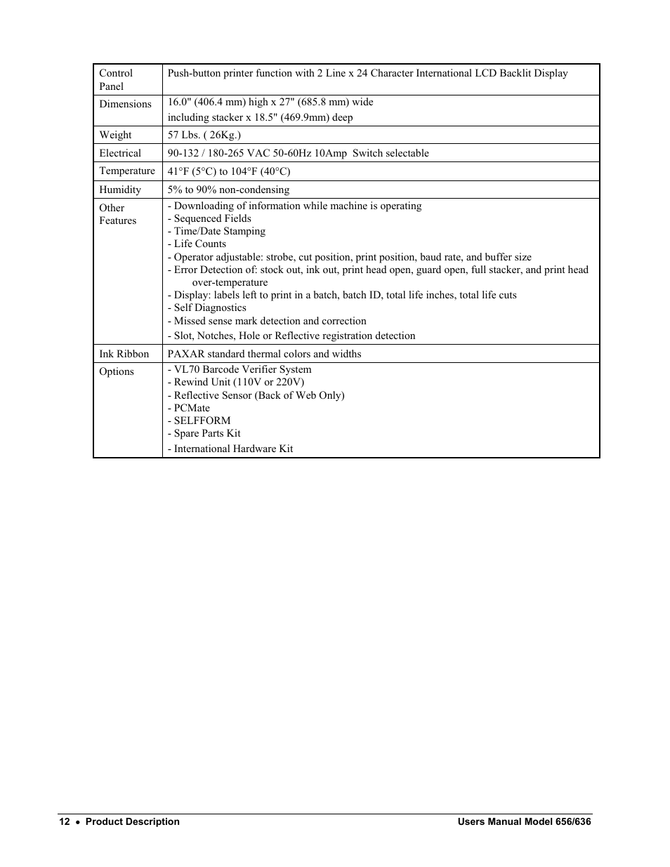 Paxar 656 / 636 User Manual | Page 18 / 115
