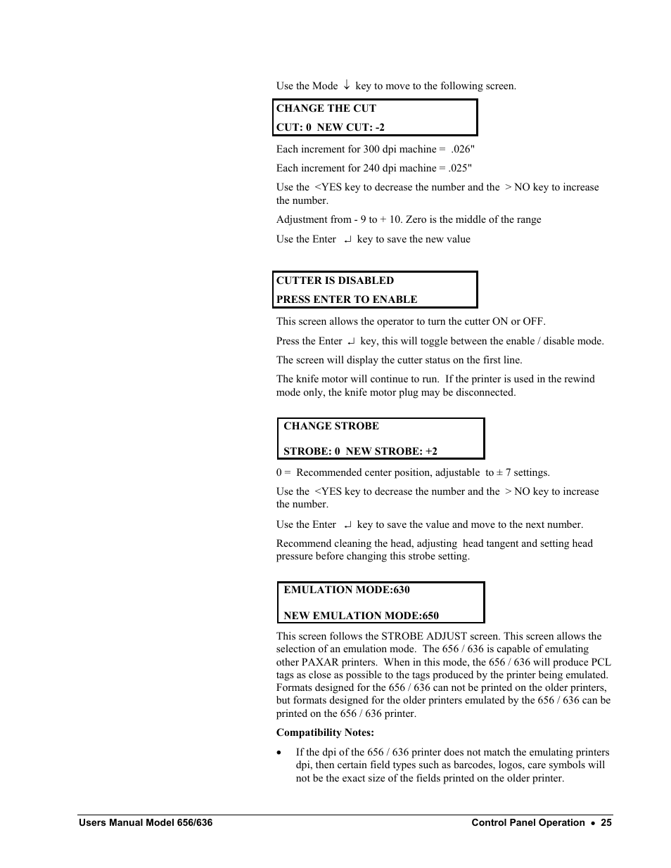 Paxar 656 / 636 User Manual | Page 31 / 115