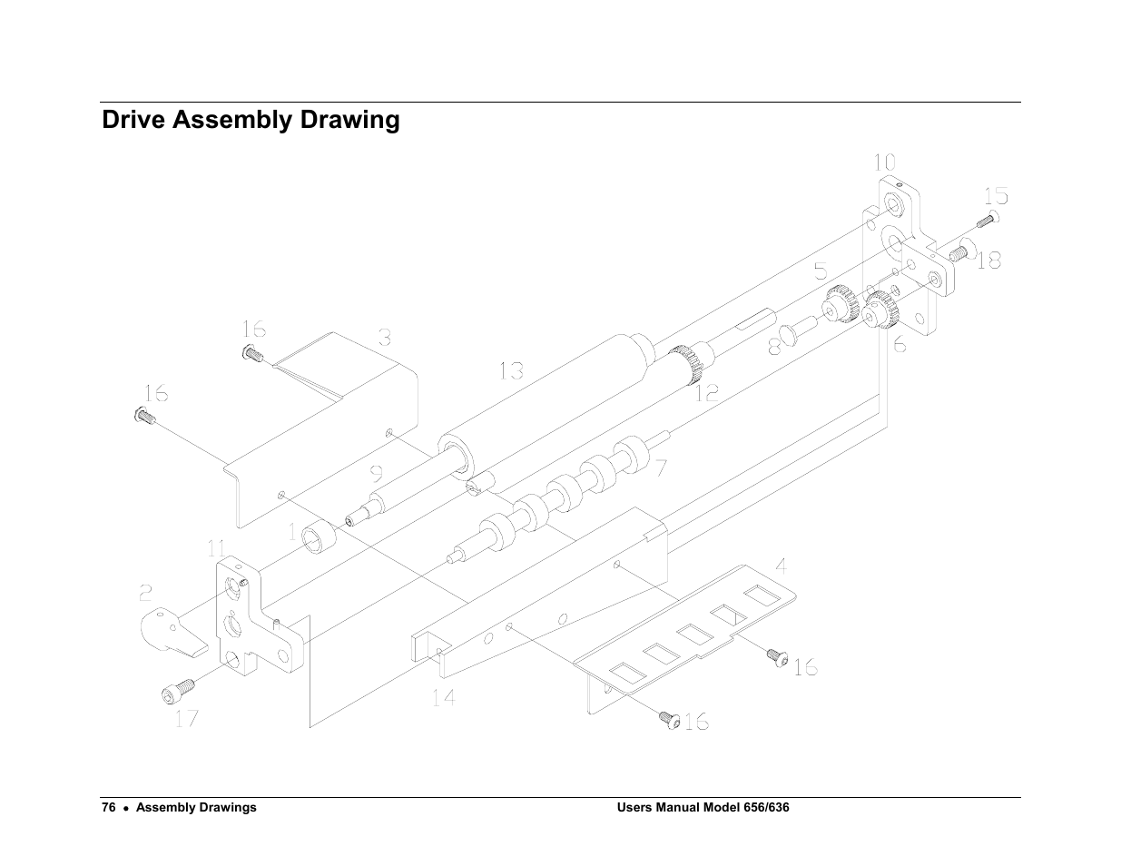 Drive assembly drawing | Paxar 656 / 636 User Manual | Page 82 / 115