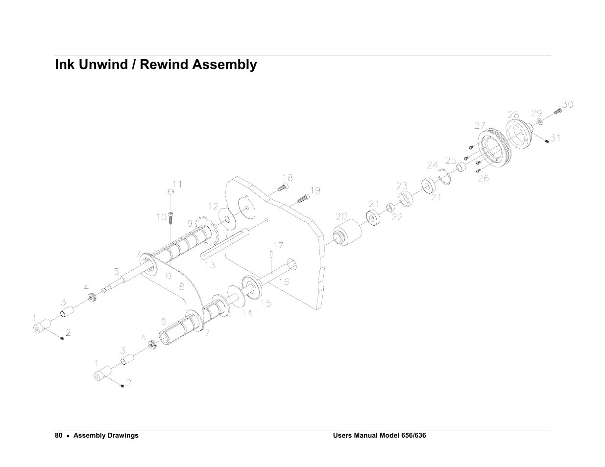 Ink unwind / rewind assembly | Paxar 656 / 636 User Manual | Page 86 / 115
