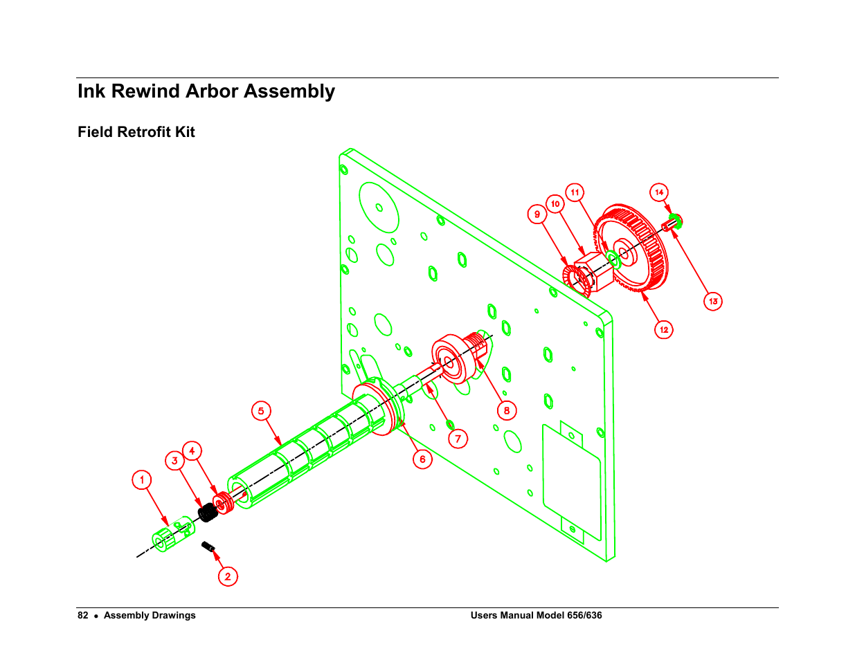 Ink rewind arbor assembly | Paxar 656 / 636 User Manual | Page 88 / 115