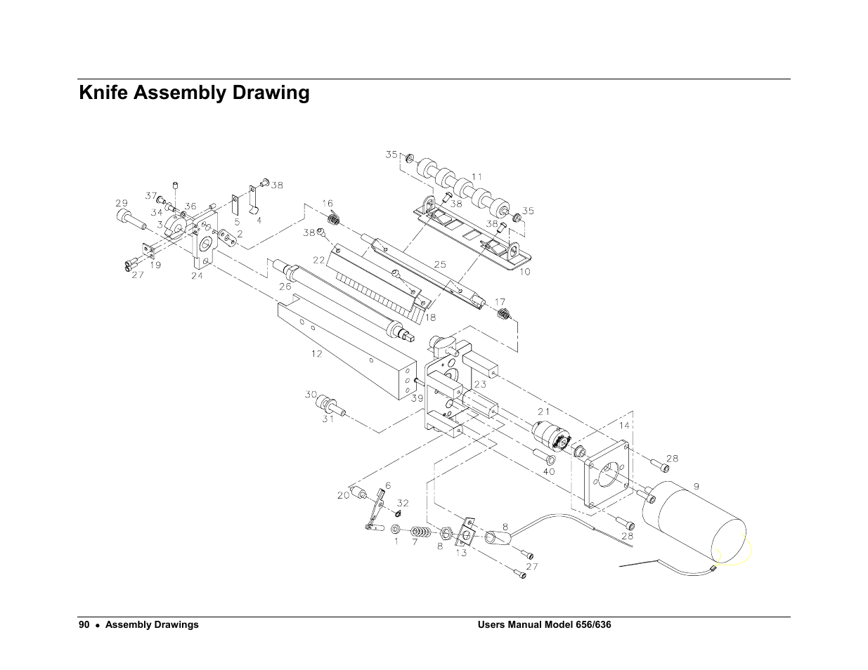 Knife assembly drawing | Paxar 656 / 636 User Manual | Page 96 / 115