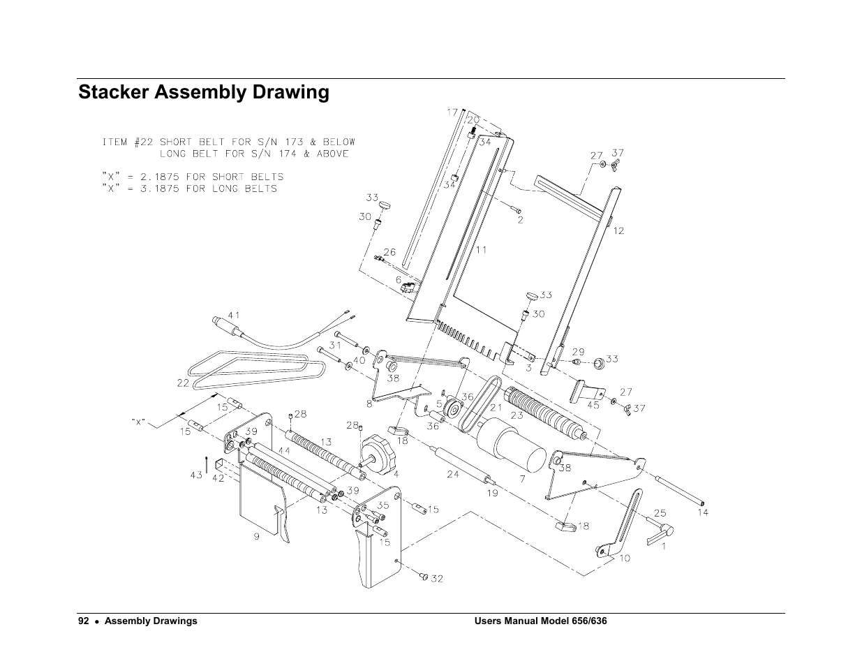 Stacker assembly drawing | Paxar 656 / 636 User Manual | Page 98 / 115