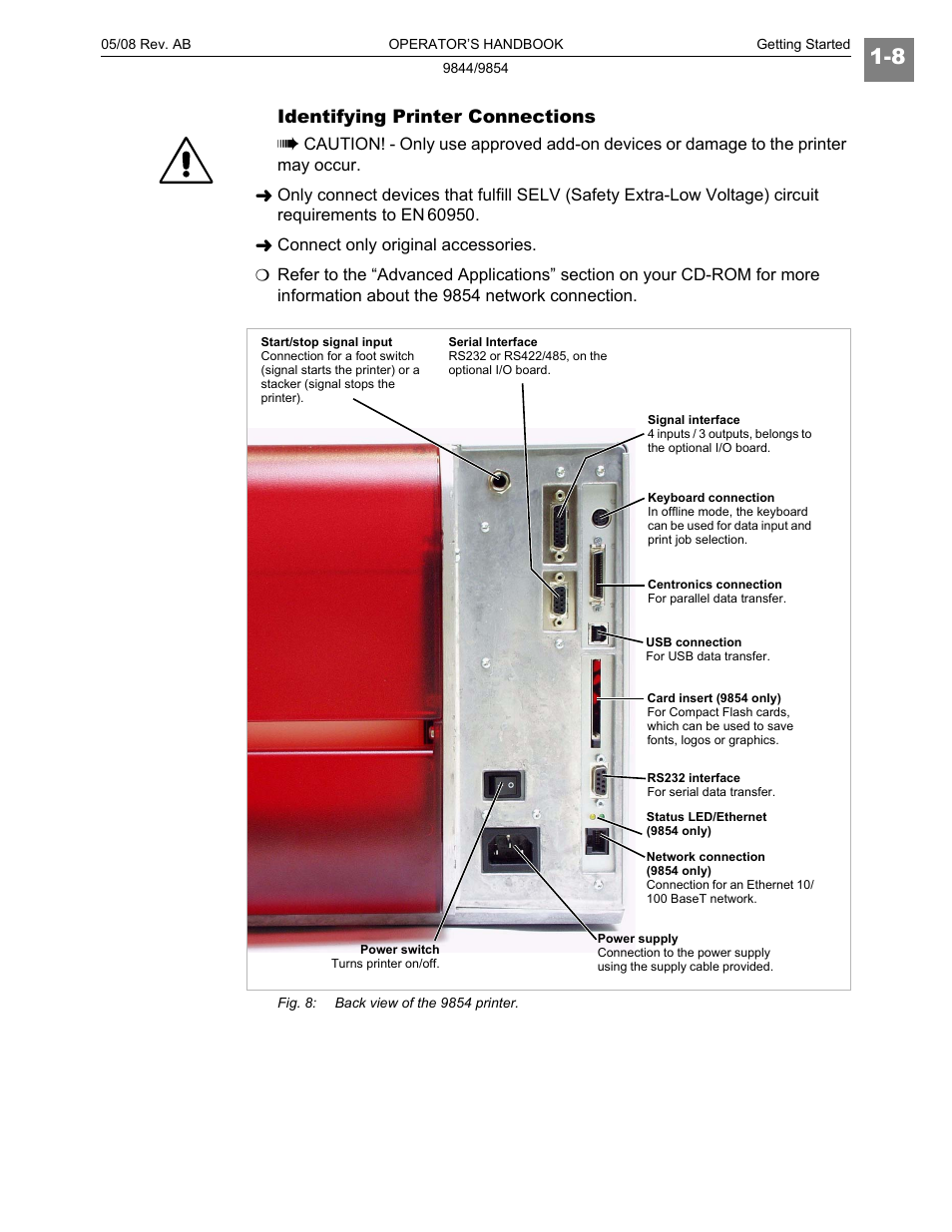 Identifying printer connections | Paxar 9854 User Manual | Page 16 / 56