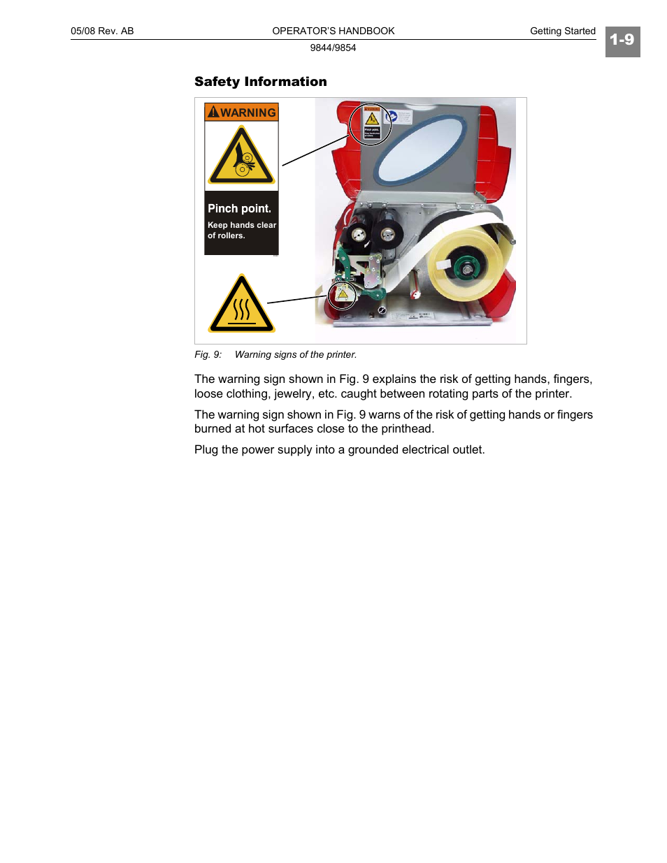 Safety information | Paxar 9854 User Manual | Page 17 / 56