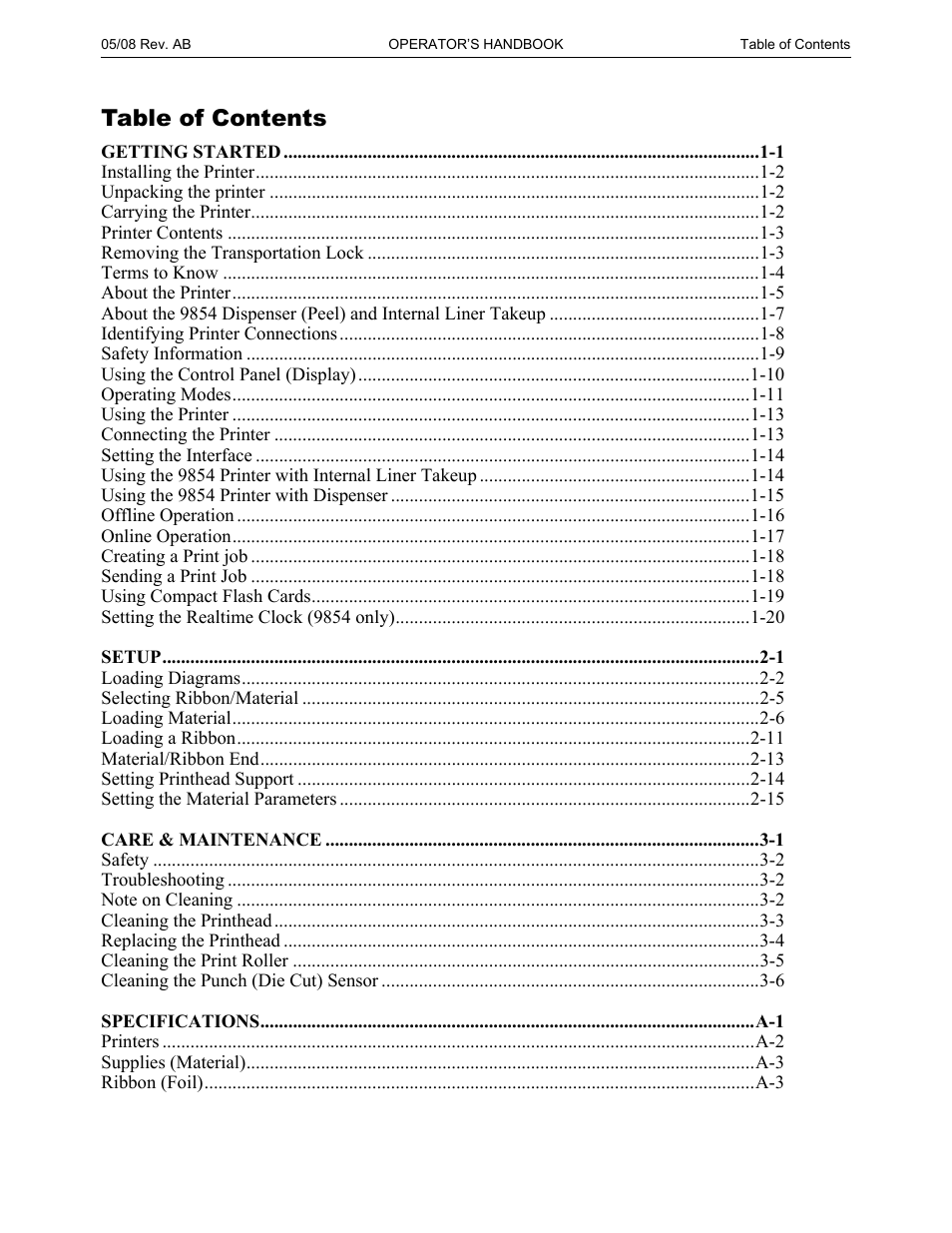 Paxar 9854 User Manual | Page 8 / 56