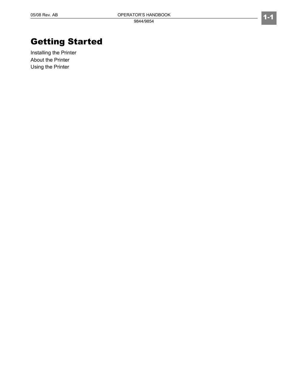 Getting started | Paxar 9854 User Manual | Page 9 / 56
