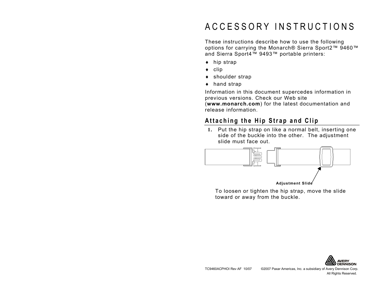 Paxar Monarch Sierra Sport4 9493 User Manual | 4 pages