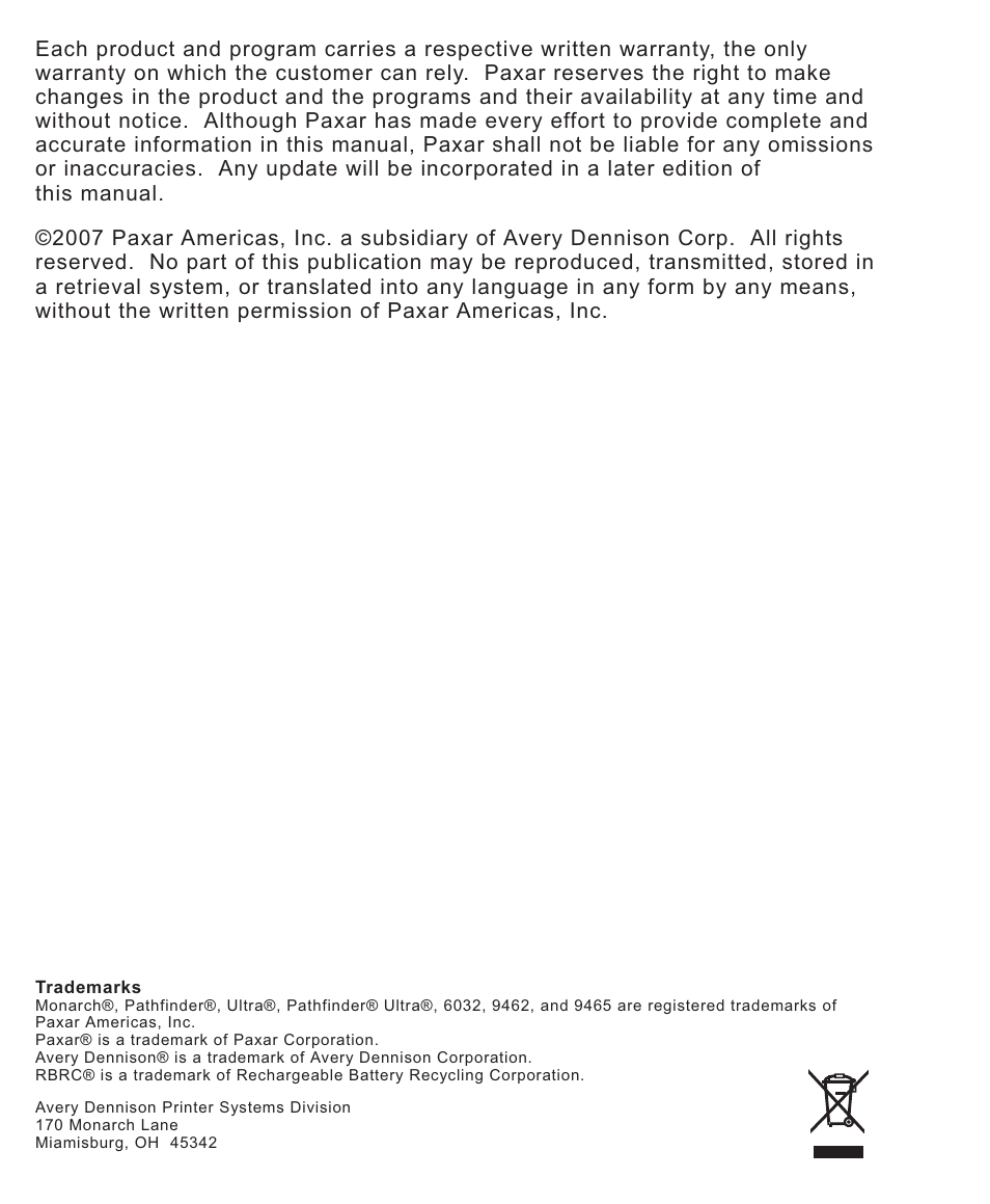 Paxar TC6032EM User Manual | Page 2 / 40