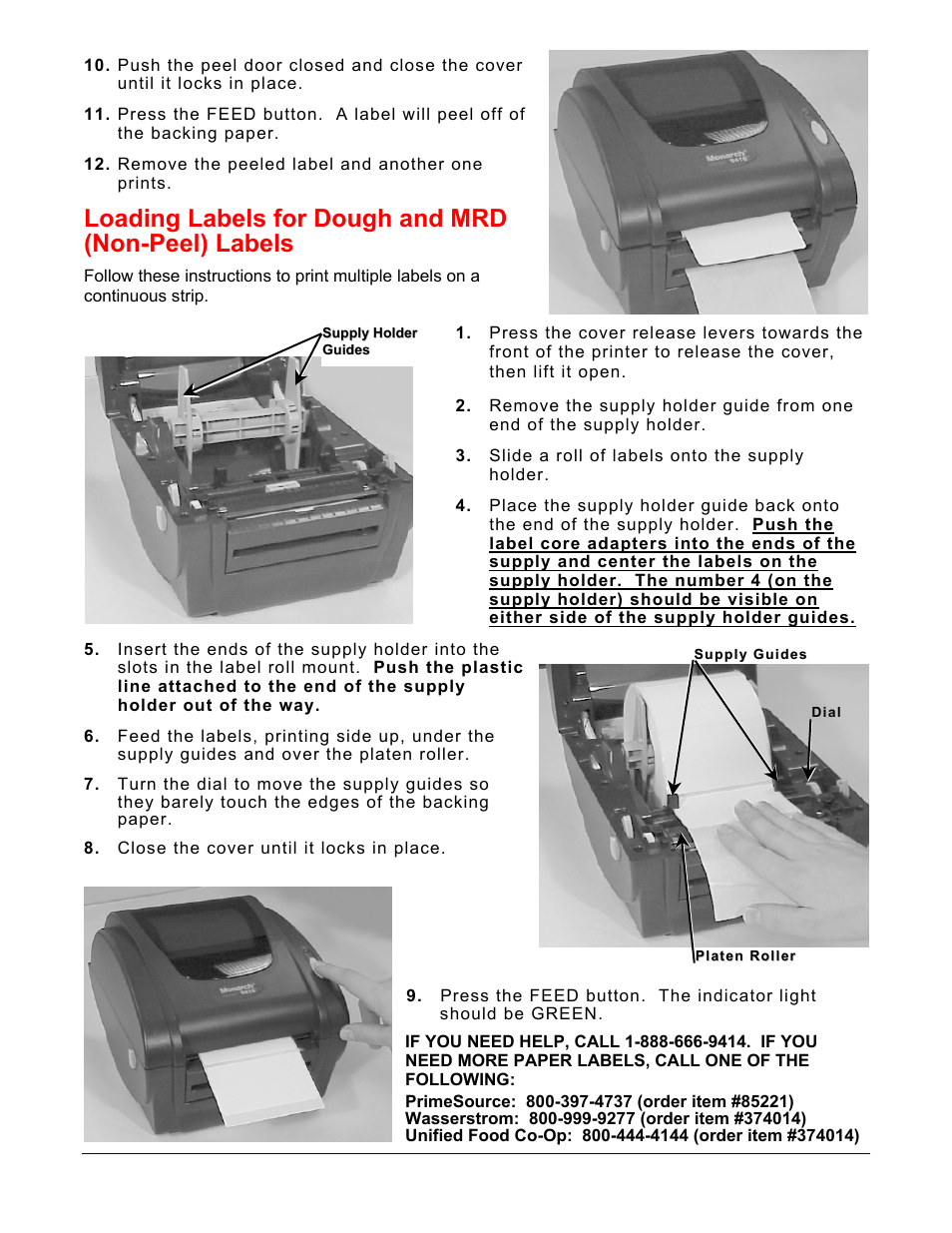 Loading labels for dough and mrd (non-peel) labels | Paxar Pizza Hut TC941XQR User Manual | Page 2 / 2