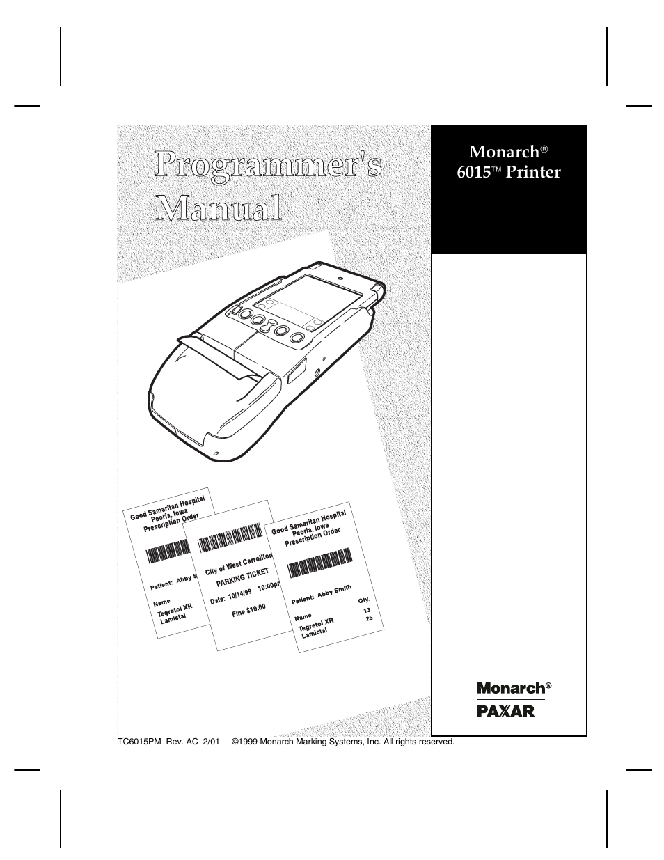 Paxar Monarch 6015 User Manual | 20 pages