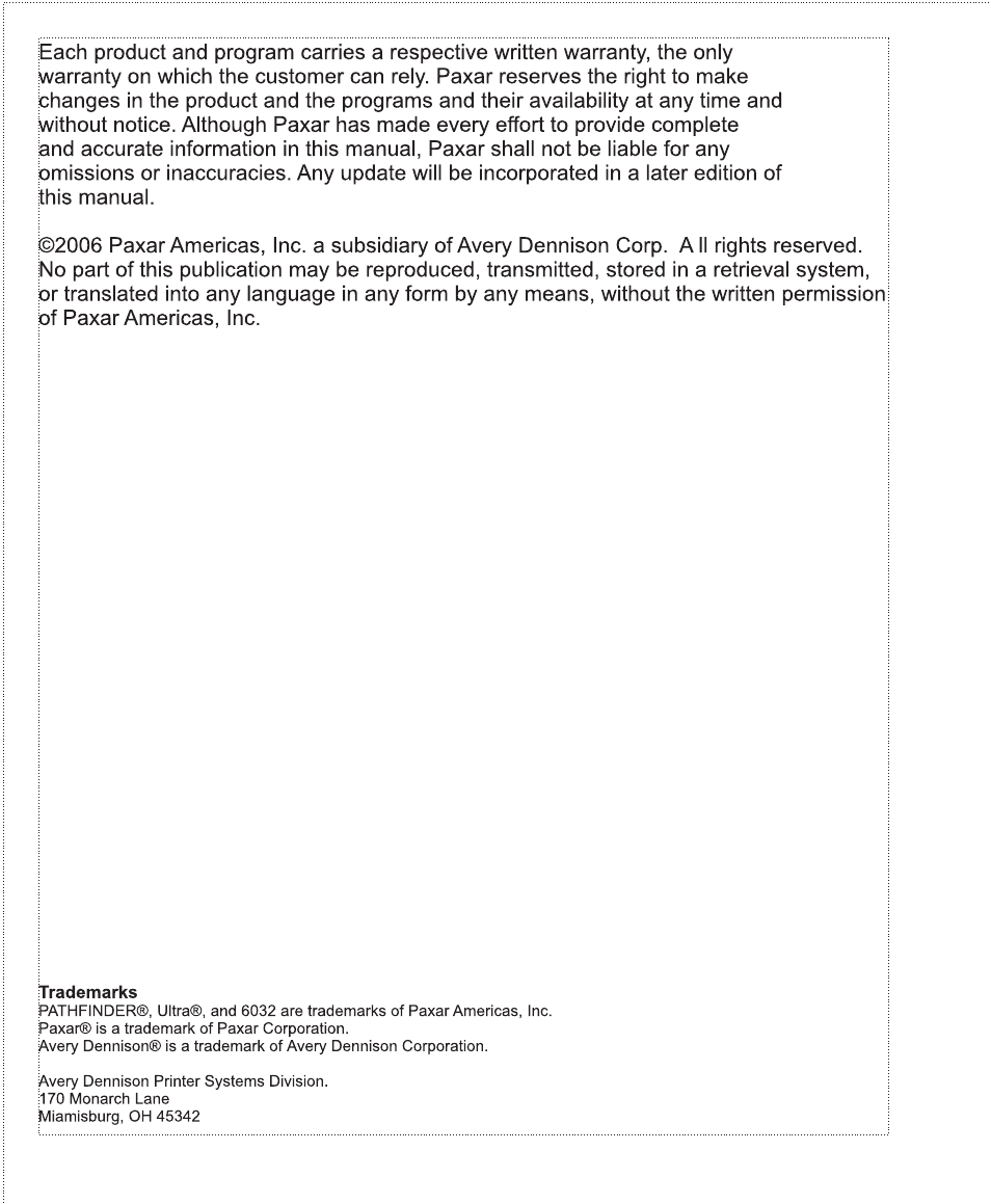Paxar TC6032DBFFUM User Manual | Page 2 / 30