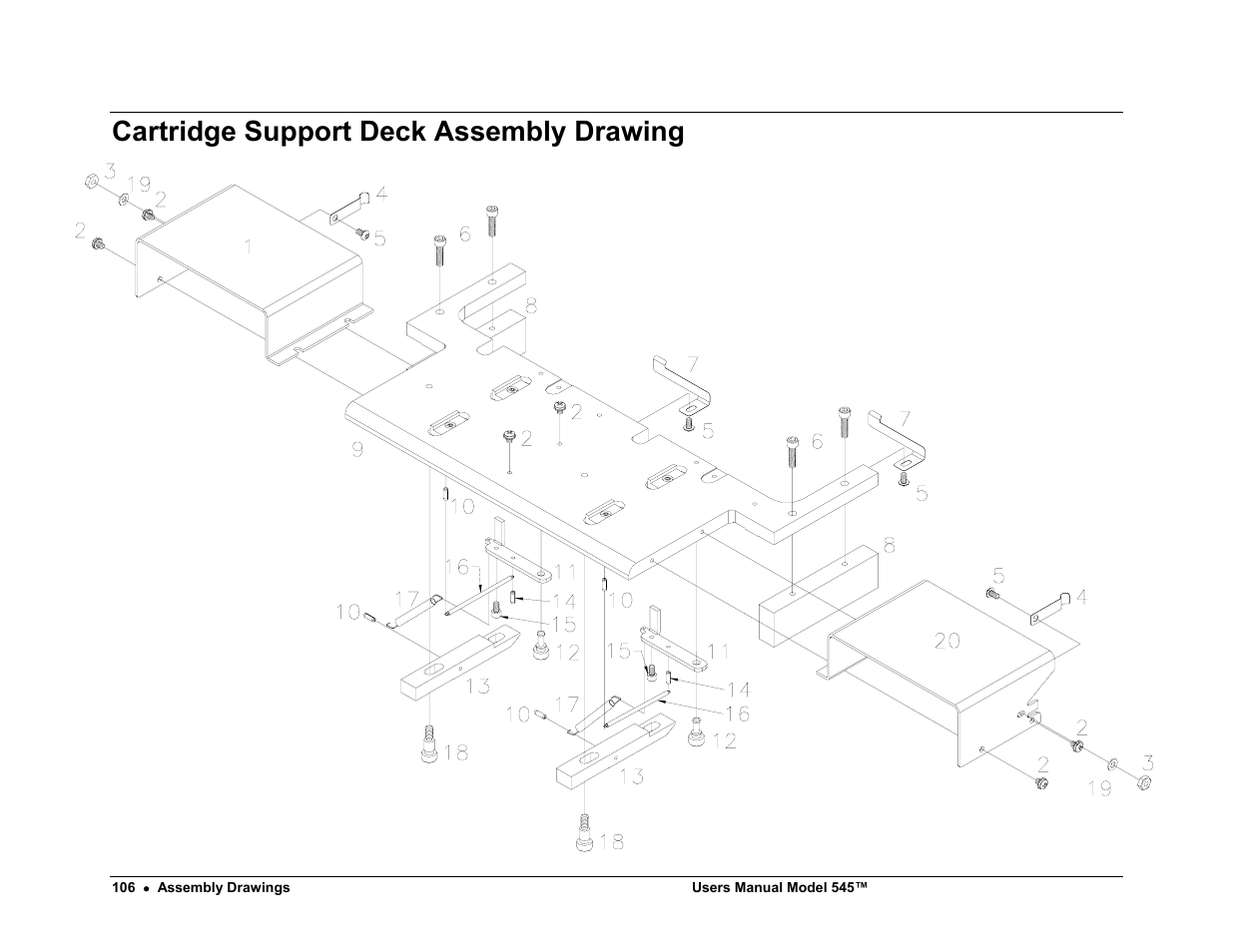 Cartridge support deck assembly drawing | Paxar 545 User Manual | Page 108 / 121