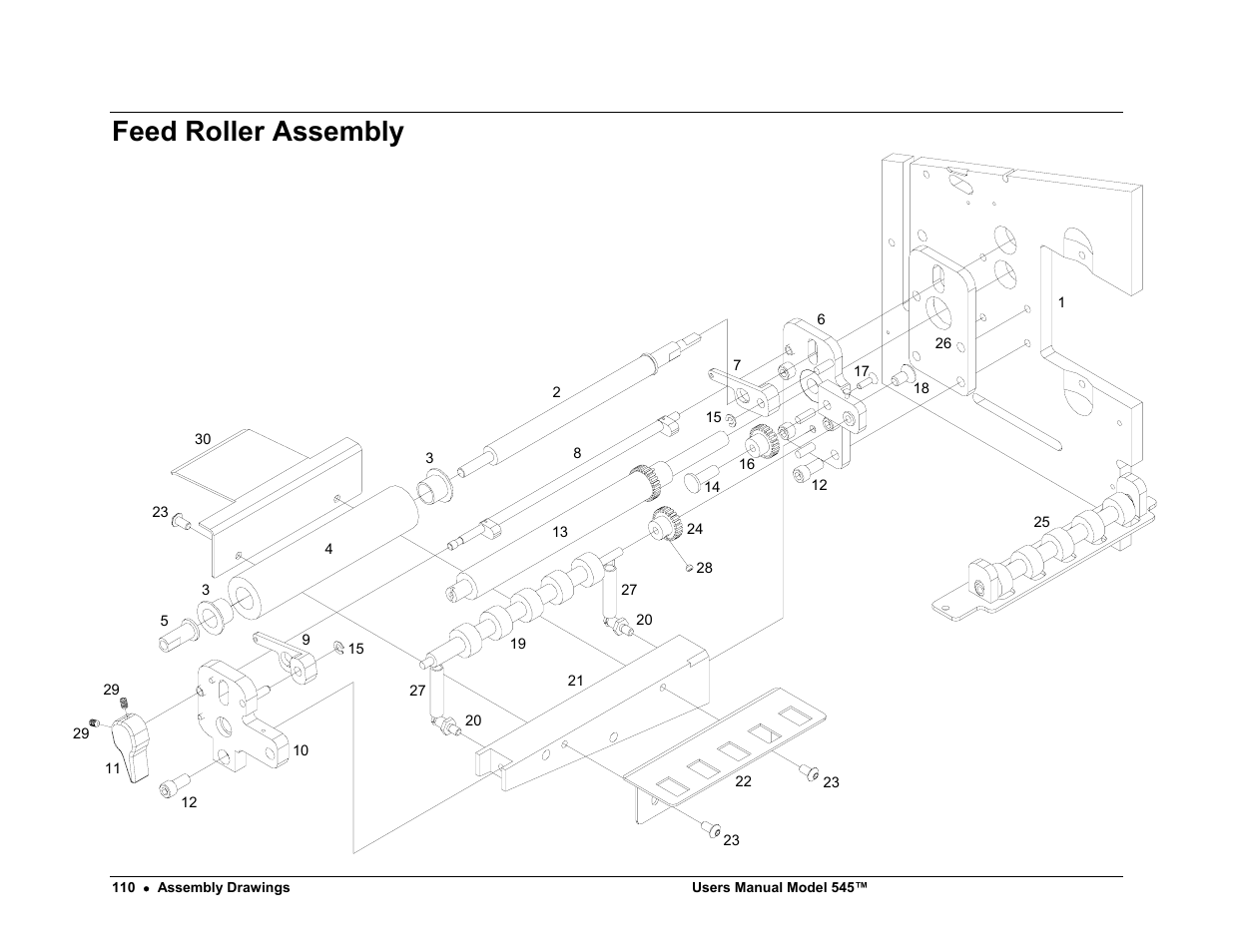 Feed roller assembly | Paxar 545 User Manual | Page 112 / 121