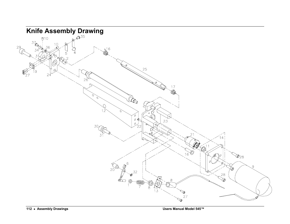 Knife assembly drawing | Paxar 545 User Manual | Page 114 / 121