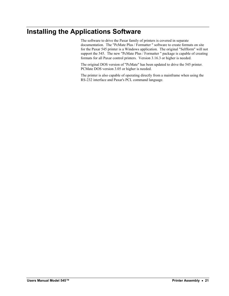 Installing the applications software | Paxar 545 User Manual | Page 23 / 121