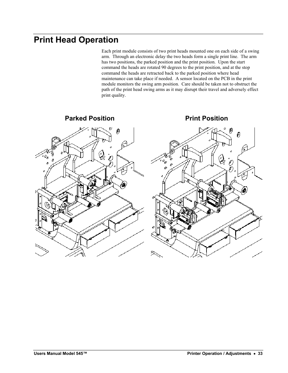 Print head operation | Paxar 545 User Manual | Page 35 / 121