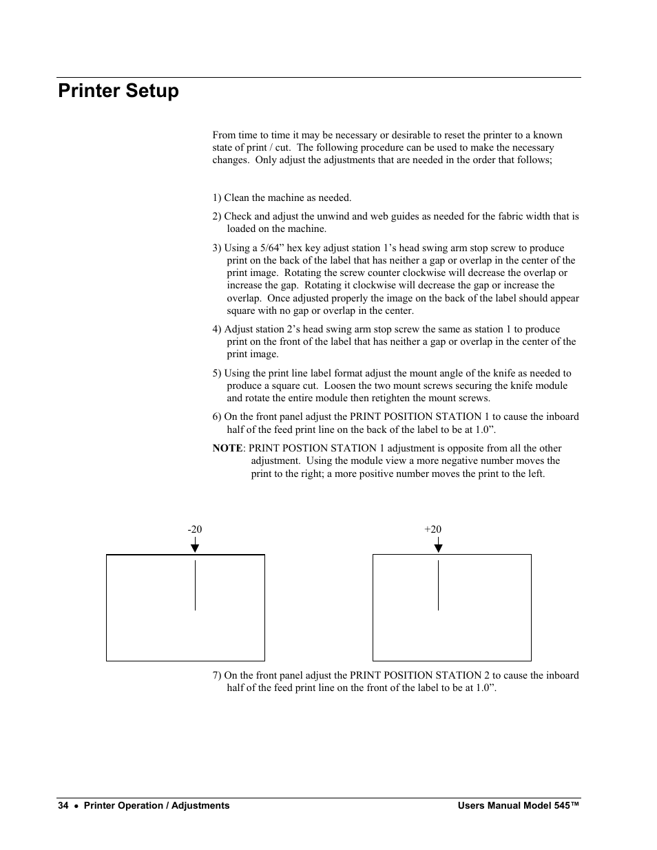 Printer setup | Paxar 545 User Manual | Page 36 / 121
