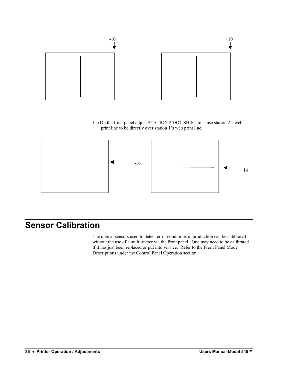 Sensor calibration | Paxar 545 User Manual | Page 38 / 121