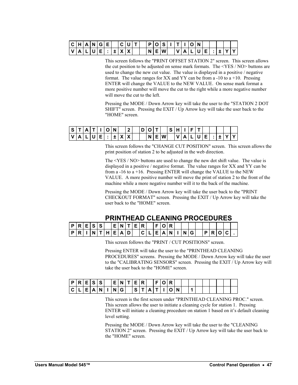 Printhead cleaning procedures | Paxar 545 User Manual | Page 49 / 121