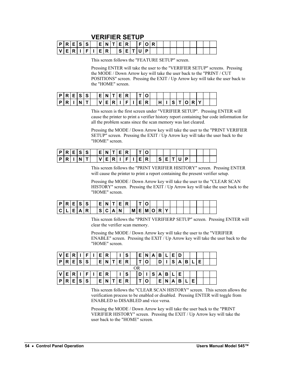 Verifier setup | Paxar 545 User Manual | Page 56 / 121